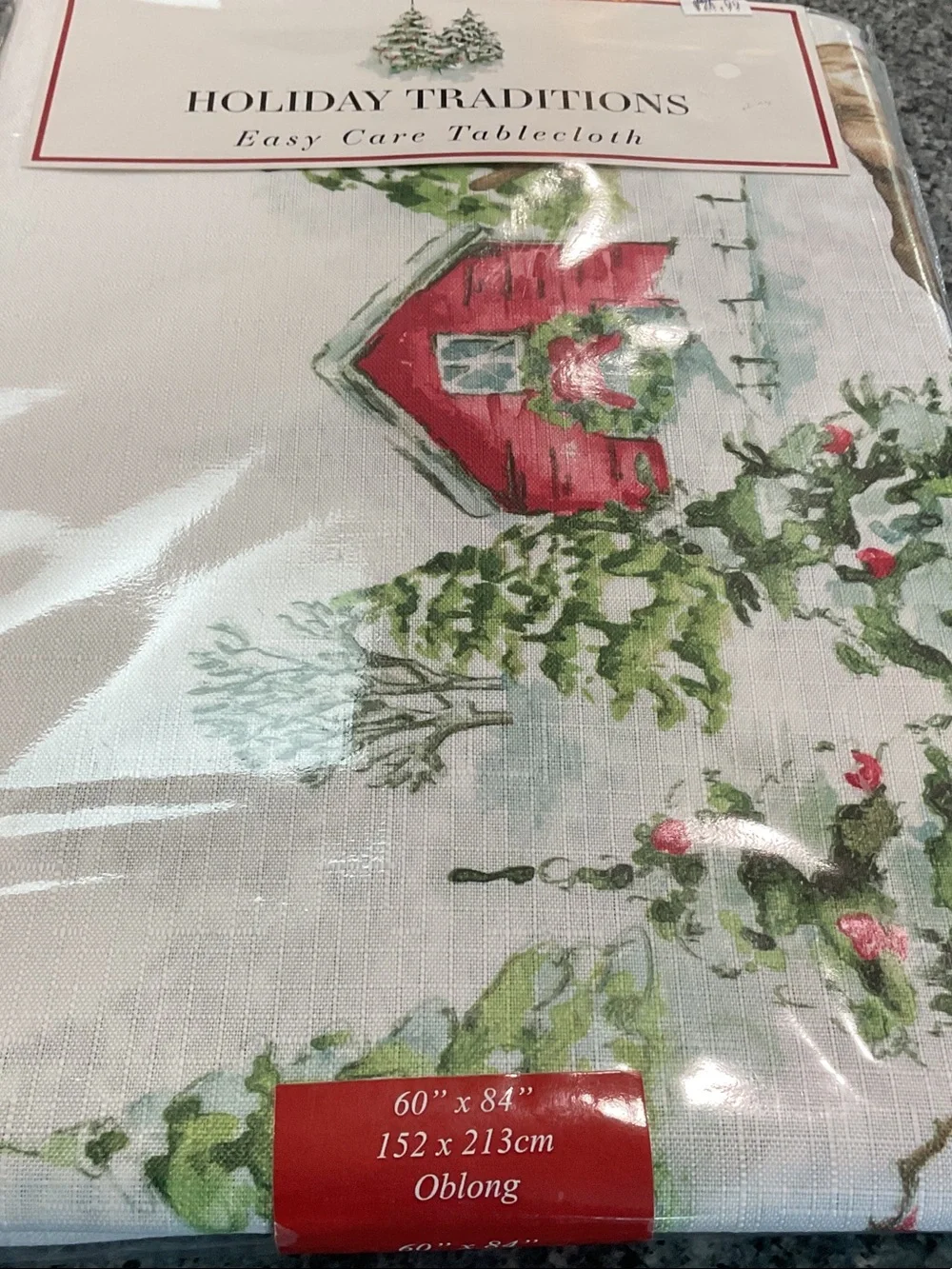 ⛄️ Holiday tablecloth. Christmas country scene.